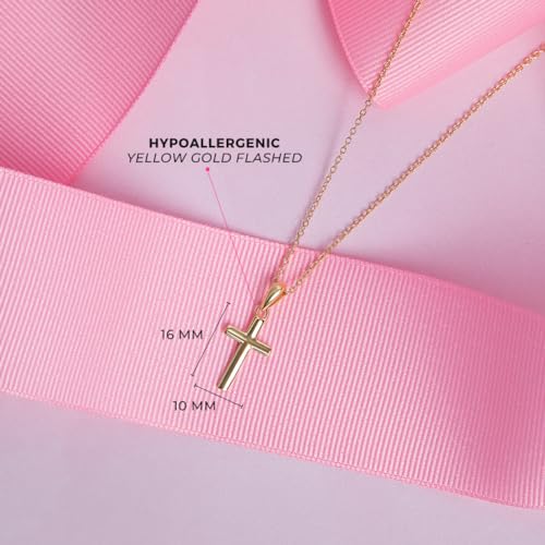 925 Sterling Silver Unisex 16" Small Thick Plain Cross Pendant Necklace for Children - Religious Protection Jewelry Cross Pendants for Girls and Boys - Catholic Holy Charm Necklaces for Kids4