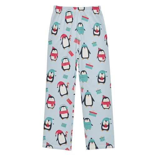 ZZXXB Penguin with Xmas Gift Boys Long Pants Soft Trousers Elastic Waist Kids Lounge Bottoms with Pockets S-XL