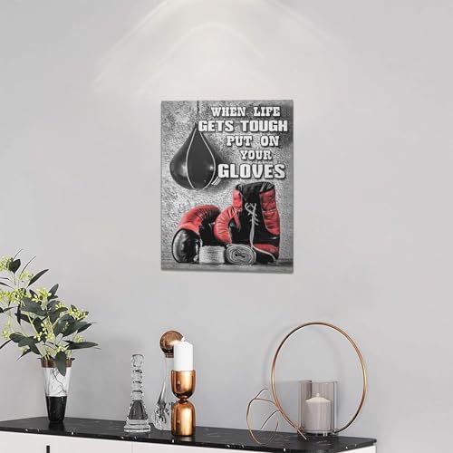 Banonaty Boxing Posters Wall Art Red Boxing Gloves Pictures Wall Decor Black And White Inspirational Quotes Canvas Prints Painting Artwork Sports Canvas Home Decorations For Teen Boys Room Dorm Bedroom 12 Inchx16 Inch thumb #1