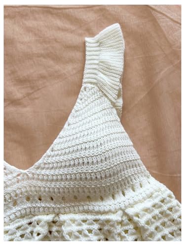 SOLY HUX Women's Bow Tie Backless Peplum Cute Sweater Deep V Neck Sleeveless Crochet Crop Tops3