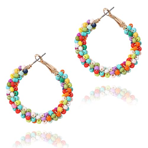 Böhmische Bunte Perlen-Creolen für Karneval und Festival - Karnevals-Schmuck für Mädchen und Frauen