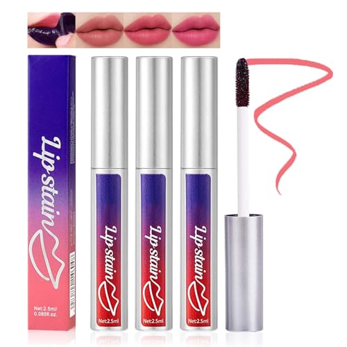 3 Pcs Peel Off Lip Liner Stain,Lip Tint Stain Wipe Off Long Lasting Waterproof,Highly Pigmented Transfer and Smudge-Resistant,Matte Finish Lip Tattoo Vegan & Cruelty-Free