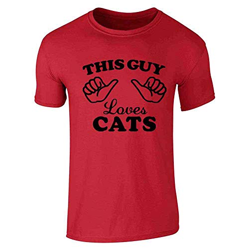 Pop Threads This Guy Loves Cats Graphic Tee T-Shirt for Men