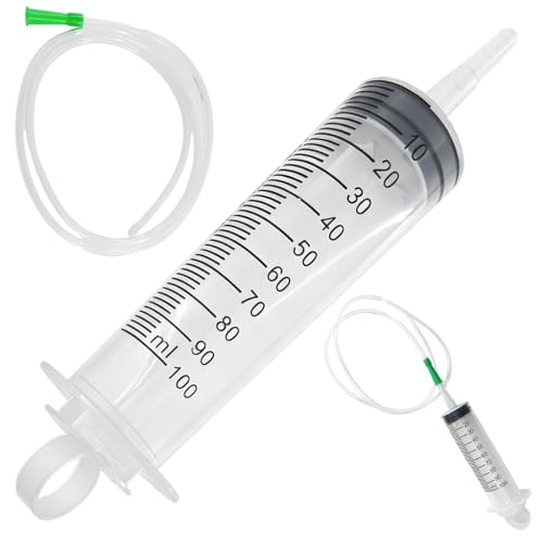 Wanheart 100ml Large Capacity Syringe Reusable Liquid PlasticSyringe with 100cm Tube Individual Package Large Capacity Measuring Syringe for Liquids Pet Feeding Plant Irrigation