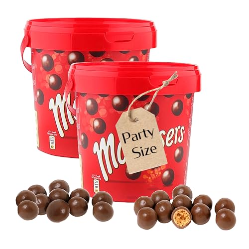 Milk Chocolate Bulk Buy Party Bucket - Pack of 2 x 440g Crunchy Ball with Honeycomb Centerpiece. Great Birthday Gifts for Women or Chocolate Hamper, Party Bag Fillers, Stocking Fillers, Movie Night
