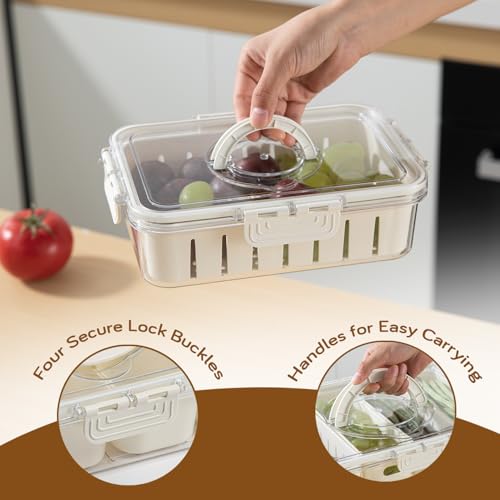Image of HOKIPO Fridge Storage Containers - Food Grade BPA Free Plastic Food Storage Containers for Refrigerator & Freezer | Fresh Vegetable Crisper Box & Kitchen Storage Set (AR-6101)
