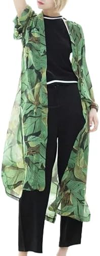Hibluco Women's Summer Chiffon Floral Kimono Cardigan Long Swimwe...