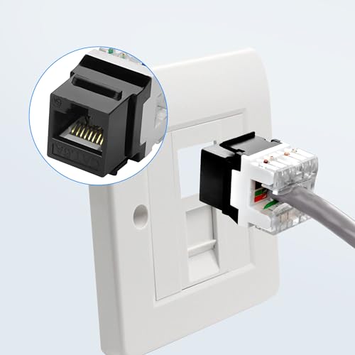XMSJSIY CAT 6A Keystone Ethernet Extension Cable RJ45 8P8C Keystone Female to Male Connector Network Adapter LAN Cord Internet Wire for Router Modem PC- 1.5M/4.9FT 2PCS - Thumbnail 5