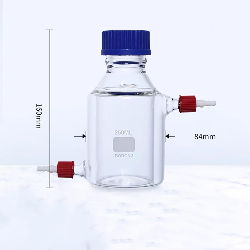 Botella agitadora de vidrio de borosilicato de doble capa - Reactor agitador magnético con boquillas roscadas(1000ml)