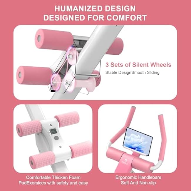 Home Gym Systems Ab Machine, Ab Workout Equipment, Adjustable Ab Trainer Machine for Abs Workout at Home Gym, Foldable, Knee Protection, Abdominal Trainer for Stomach