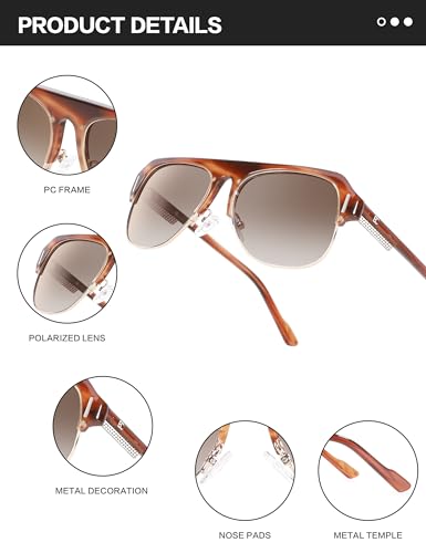 Image of BIRCEN Mens Acetate Polarized Sunglasses: Retro Square Sun Glasses UV400 Protection Anti-Glare Shades for Driving Travel