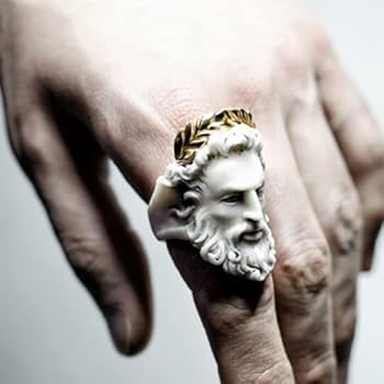 JZENZERO Zeus Anel em forma de cabeça de anel para homens e