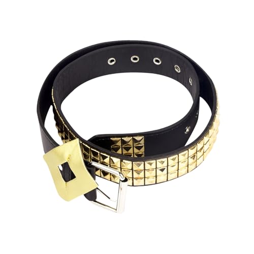Image of AOVNA Anime Cosplay Accessories Punk Rivet Studded Belt Black Goth Belt with Square Studs Squad Costume Movies Accessories for Halloween Suicide Cosplay