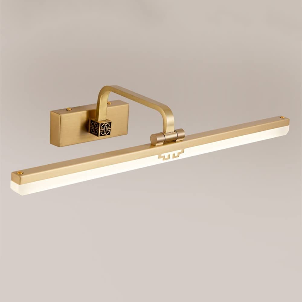 Olskfuh Copper Wall Lamp Linear Bathroom Vanity Mirror Lamps Led Vanity Light Adjustable Mirror Front Lamp 90° Rotatable Picture & Display Lighting Fitting For Washroom Dressing Table B,-53Cm
