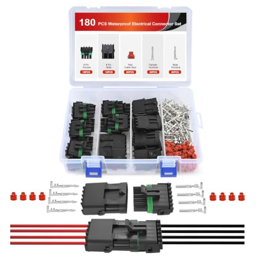 Image of Nilight 180PCS 10 Kits 4 Pin Waterproof Automotive Electrical Connector Kit