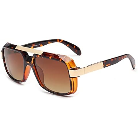 Jim Halo Trendy Polarized Pilot Sunglasses, Oversized Square Flat Top Shades UV400 Tortoise / Gradient Brown Cover