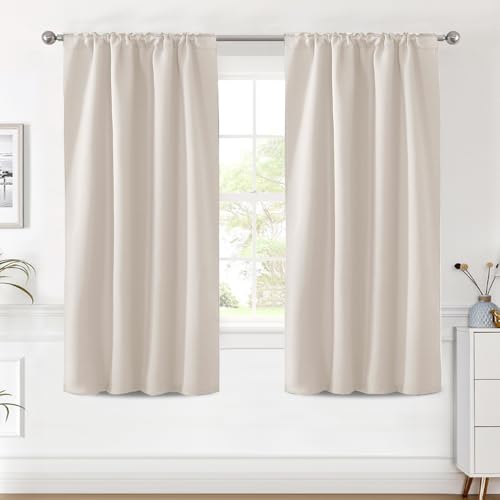 Image of H.VERSAILTEX Blackout Curtains Thermal Insulated Window Treatment Panels Room Darkening Blackout Drapes for Living Room Back Tab /Rod Pocket Bedroom Draperies (2 Panels, Natural, 42 x 63 Inch)