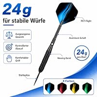 WayArrival Dartpfeile Metallspitze 24g, 12 Steeldart Pfeile Set – Ansicht 8