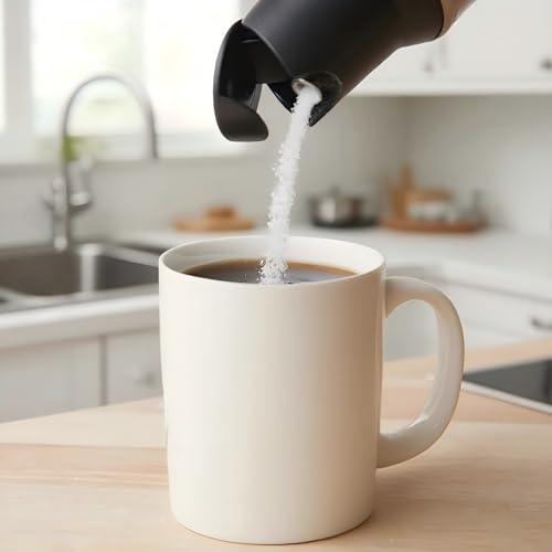 ZHQZZPH Premium Sugar Dispenser Glass Bottle with Pour Spout Leak-Proof Shaker for Coffee & Kitchen, Labeled Sugar/Creamer Container for Beverages, Baking & Organizing