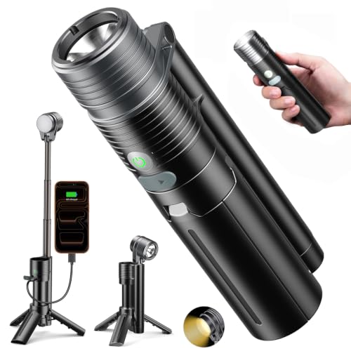 Flashlight with Tripod, 180°Flip 2-Lamp 8Light Mode Small Camping Light - image 1