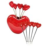 Toyvian Juego de 10 Tenedores Pequeños para Postre y Fruta Acero Inoxidable con Base Forma de Corazón Utensilios para Aperitivos y Postres Aptos para Uso Doméstico y Eventos