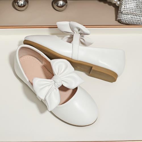 Toddler Little Girls Dress Shoes White Flower Girl Mary Jane Ballerina Flat for School Uniform Ballerina Wedding Party4