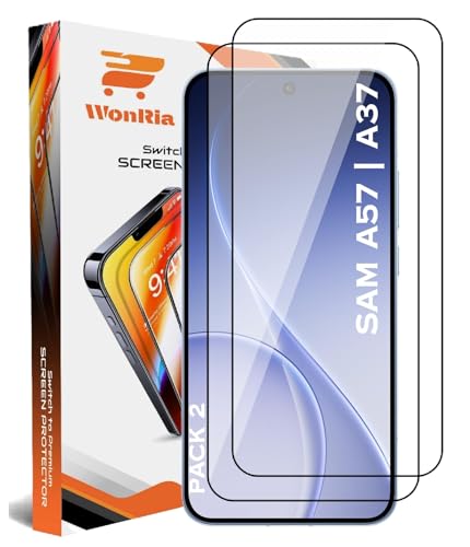 Image of WonRia Pack 2 - Tempered Glass for Samsung A37 | Samsung A57 5G [1 Month Warranty] Edges to Edge 9H Hardness Screen Glass Protector with Easy Installation kit