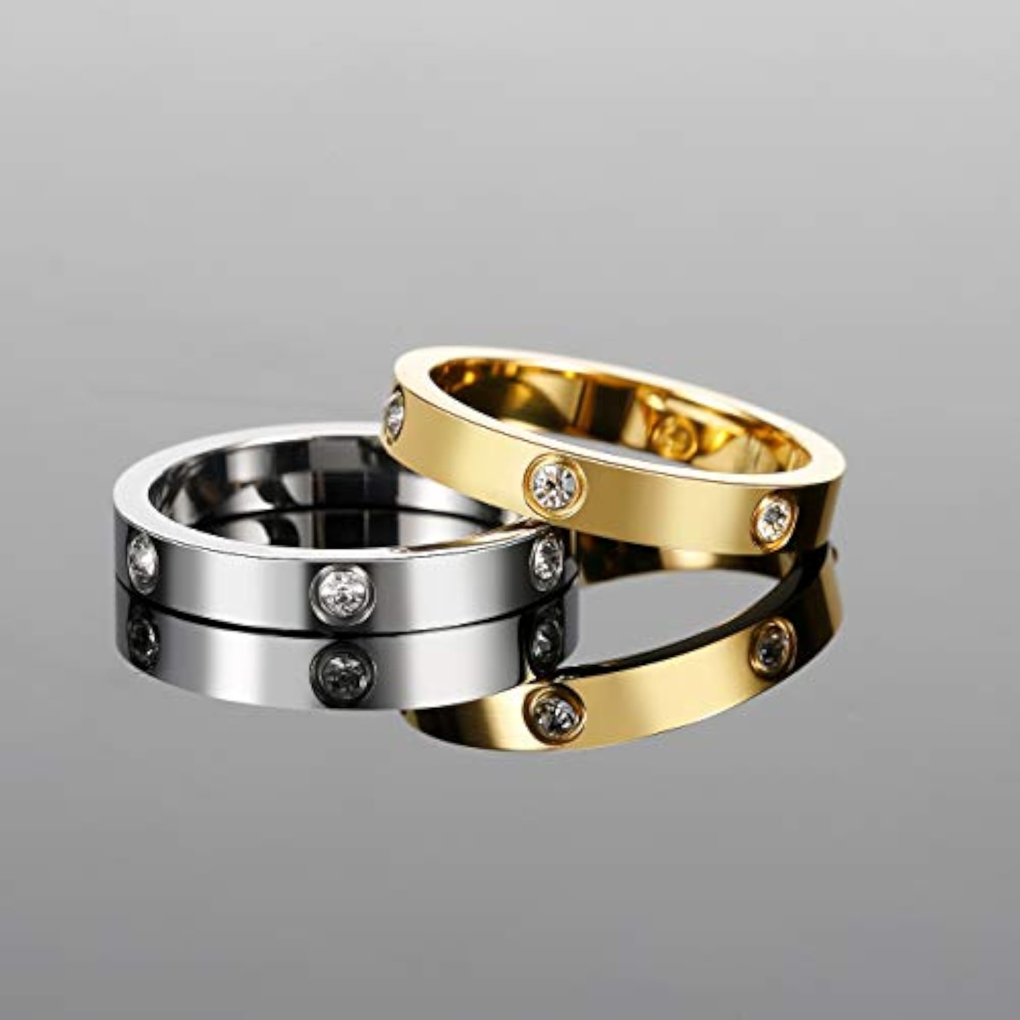 2pcs Love Friendship Stackable Rings, Stainless Steel Wedding Bands