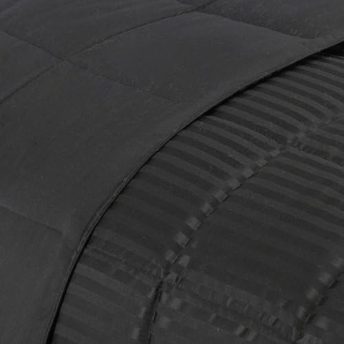 Miniatura 6 de Manta grande para toda estación hecha de plumón sintético, reversible, Microfibra, Negro, Full Queen