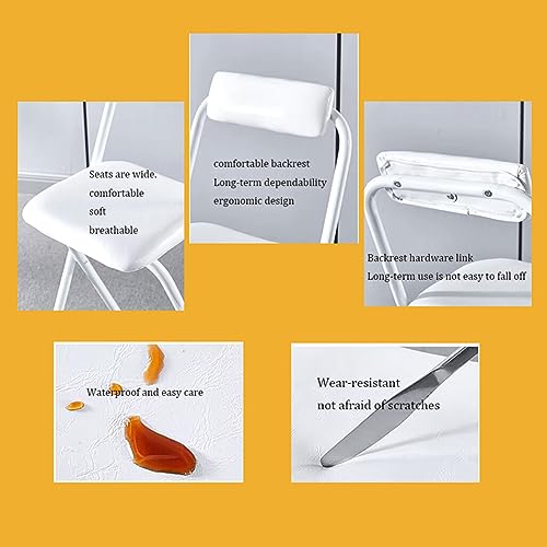 Lot de 2 chaises pliantes portables de 70 cm au design compact et assises rembourrées blanches - 6