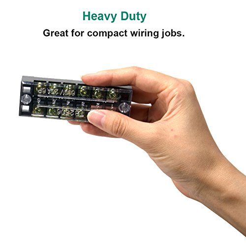 Milapeak 10Pcs (5 Sets) 6 Positions Dual Row 600V 25A Screw Terminal Strip Blocks With Cover + 400V 25A 6 Positions Pre-Insulated Terminals Barrier Strip (Black & Red) #TOP6