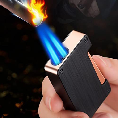 Encendedor de antorcha ajustable doble llama gas butano miniatura 2