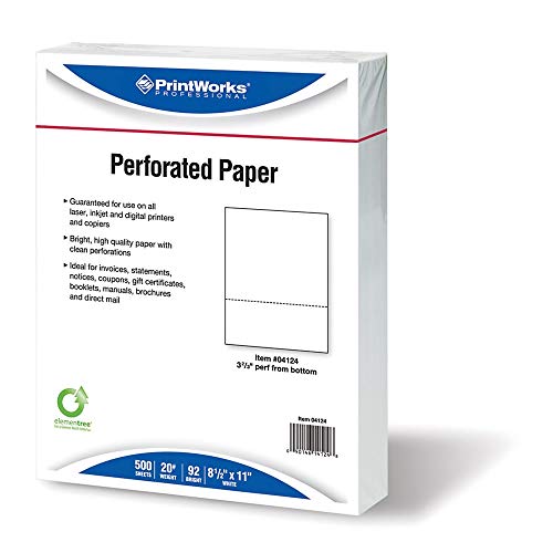 PrintWorks Professional Pre-Perforated Paper for Invoices, Statements, Gift Certificates & More