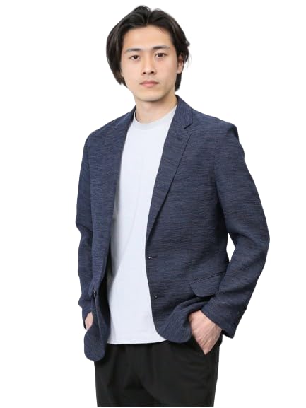 【新着商品】ブレザー からみ調 スリムフィット 2ボタンジャケット 組織青 メン Amazon.co.jp: [タカキュー] ブレザー からみ調 スリムフィット 2