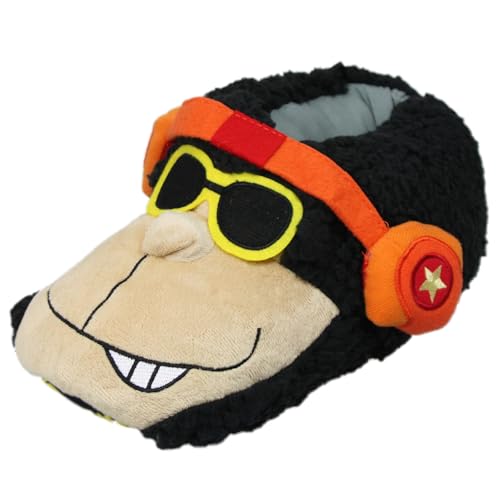 Pantuflas de felpa de mono SAM's con auriculares negros para andar por casa
