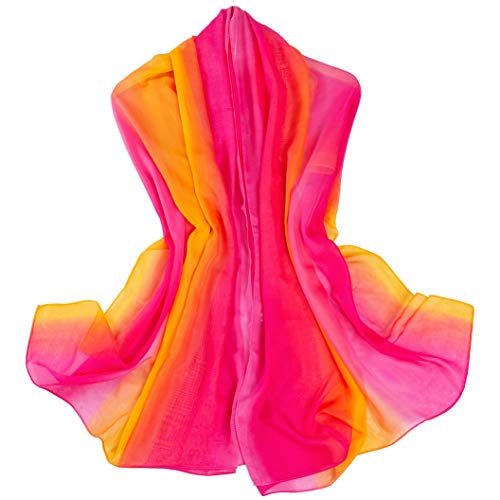 Women's Gradient Rainbow Color Scarf - Large Size Imitation Silk Travel Beach Towel Chiffon2