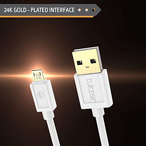 Image of Tukzer Micro Usb 2.4 Ampere Charge & Sync Data Cable For Android Devices, Personal Computer, Smartphone (White, 6.5Ft)