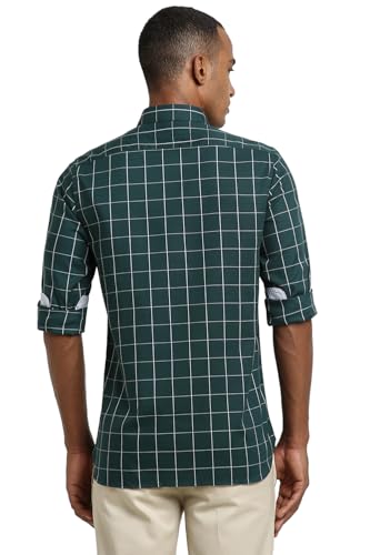 Image of Peter England Men Cotton Premium Checkered Full Sleeve Slim Fit Casual Shirt