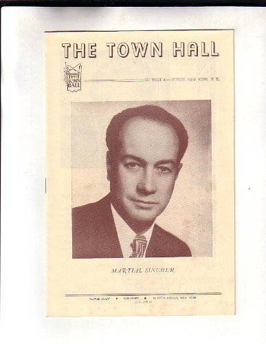 Martial Singher 1945 NYC Town Hall Program Martial Singher
