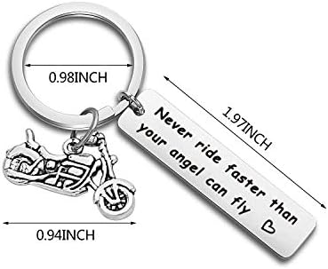 WUSUANED Motorcycle Biker Keychain Never Ride Faster Than Your Angel Can Fly Ride Safe Jewelry Husband Boyfriend Father Gift image 5