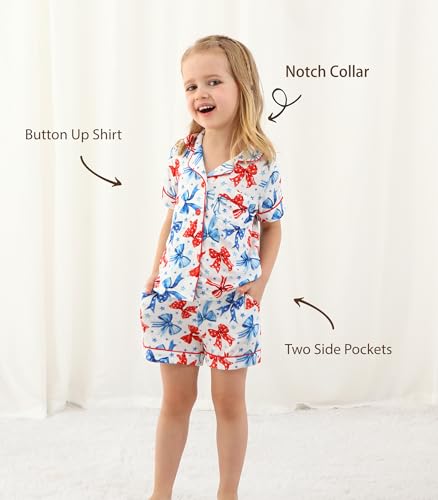 Image of Toddler Boys Girls Clothes Set Viscose from Bamboo Home Outfit Button Down Top Clothing Sets Soft with Pockets 2-5T