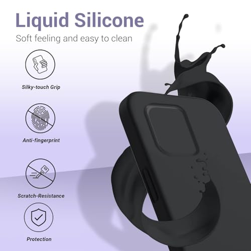 Image of Liquid Silicone Back Case Cover for Realme 12X 5G / Realme 12 5G - Flexible With Inner Lining and Camera Protection (Black)