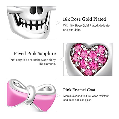 Image of GNOCE Skull Pendant Charm Silver Dangle Charms Bead fit Bracelet /Necklace Jewelry Gift for Women Men