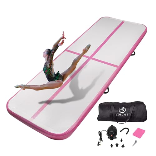 Air Gymnastic Track Tumbling Mat/Inflatable Air Gymnastics Mat Training Mats Gymnastics Tracks for Home Use/Training with Pump (Pink 300 * 100 * 10cm)