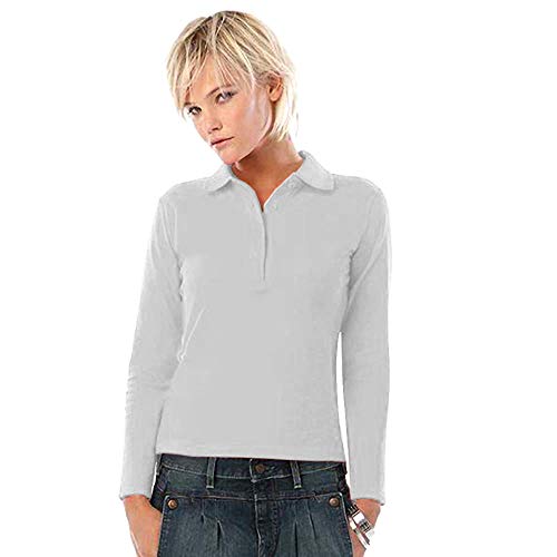 B&C Womens Safran Pure Long Sleeve Polo, Blu