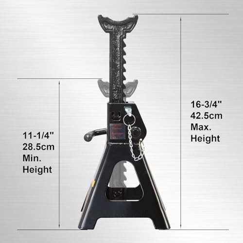Image of Torin 3 Ton (6,000 LBs) Capacity Double Locking Steel Jack Stands, 2 Pack, Black, AT43002AB
