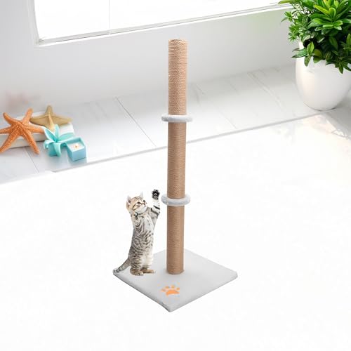 Supernic Cats Scratching Post Tall 89cm Cat Tree Cat Pet Vertical Climbing Resting Activity Tower with Soft Plush Carpet Covered Heavy Base and Sisal Pole for Kittens and Adult Cats (Grey) - Image 4