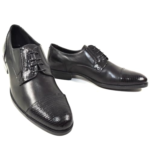 Men's Black Soft Leather Oxford Lace-Up Dress Shoes, Woven Accents2