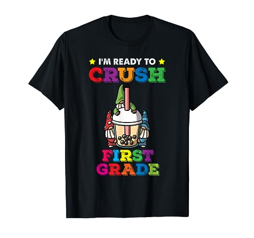 Crush 1st Grade Boba Tea Gnomes Back to School T-Shirt