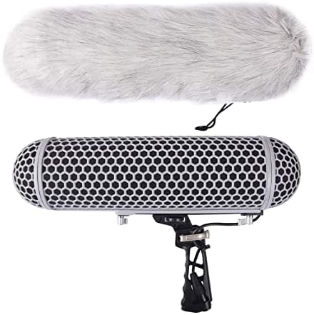 Micolive Microphone Windshield Blimp Windscreen Style Protect Cage and Shock Mount Suspension System Compatible with Rode NTG1 NTG2 NTG3 NTG4 AT875R Line MKE 600 Series Shotgun Microphones etc